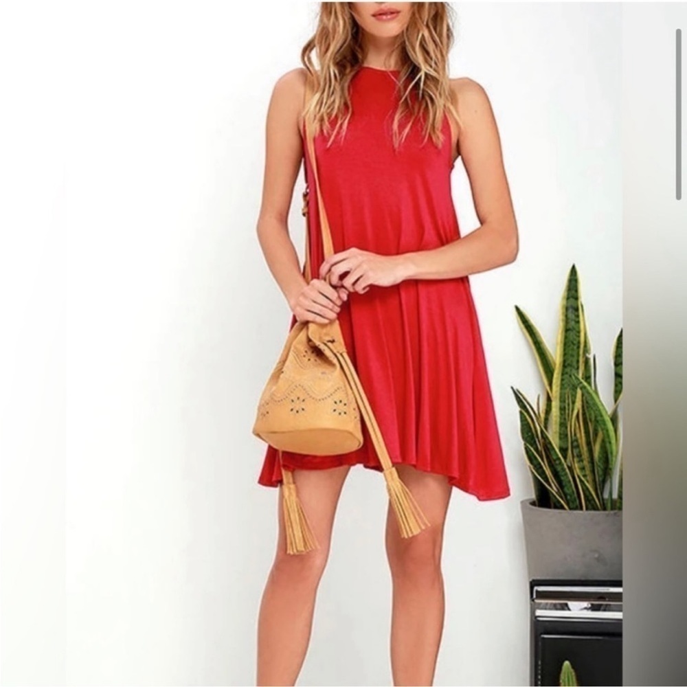 NWT- Lulu’s Tupelo Honey Berry Red Dress - size Small